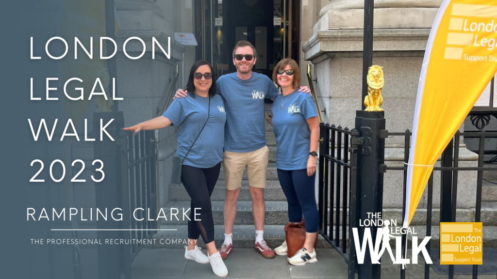 Photo of the Rampling Clarke team outside the London Law Society building, before taking part in the London Legal Walk.